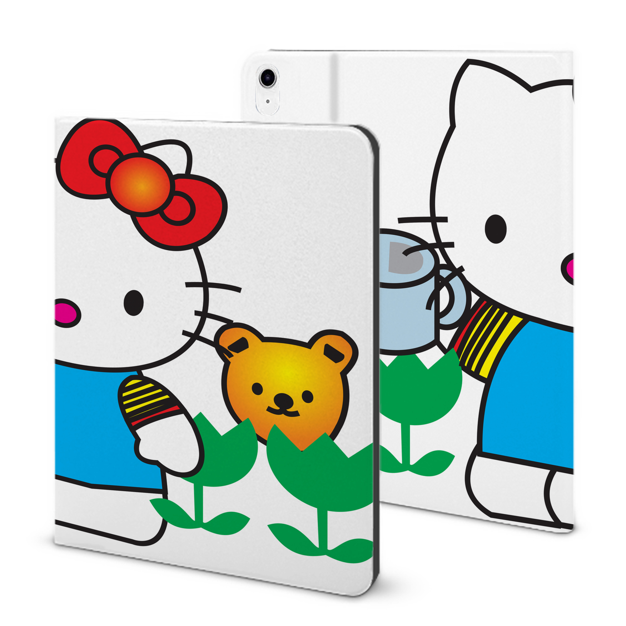 （画像用） Hello Kitty ハローキティ IPad ケース ブック型 PUレザー TPU 耐衝撃 軽量 薄型 ペン収納なし 全面保護 IPad 各モデル対応
